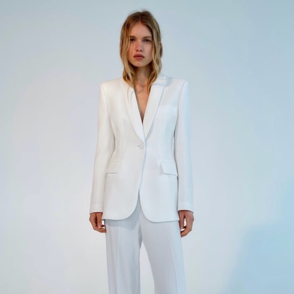 Zara blazer white waisted tailored tuxado suit jacket - Picture 5 of 12